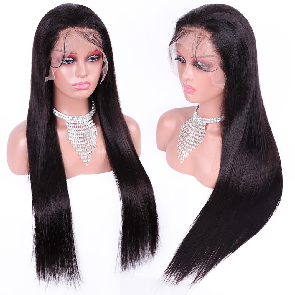 Flady 24 Inch Hd Lace Front Wigs Human Hair 13X4 Pre Plucked Bleached Knots Lace Front Wig 180% Bone Straight Human Hair Wigs Fo