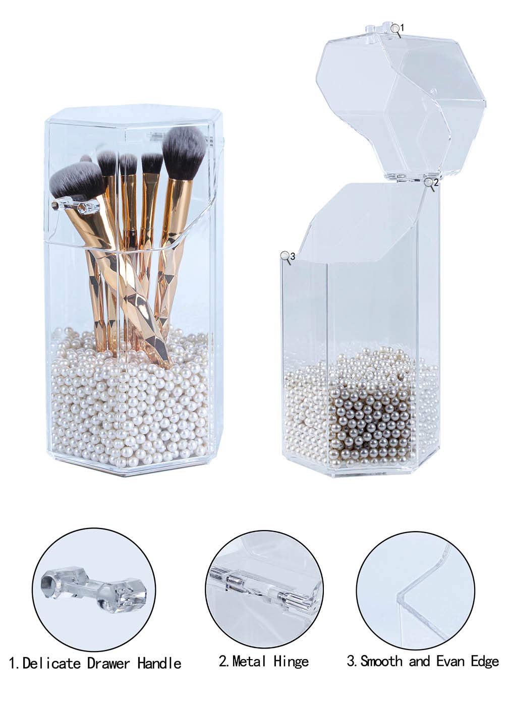 Obmmirao Elegant Dustproof Makeup Storage Organizer Box, Waterproof Large Cosmetics Organizer Storage With Drawers Skincare Cosm
