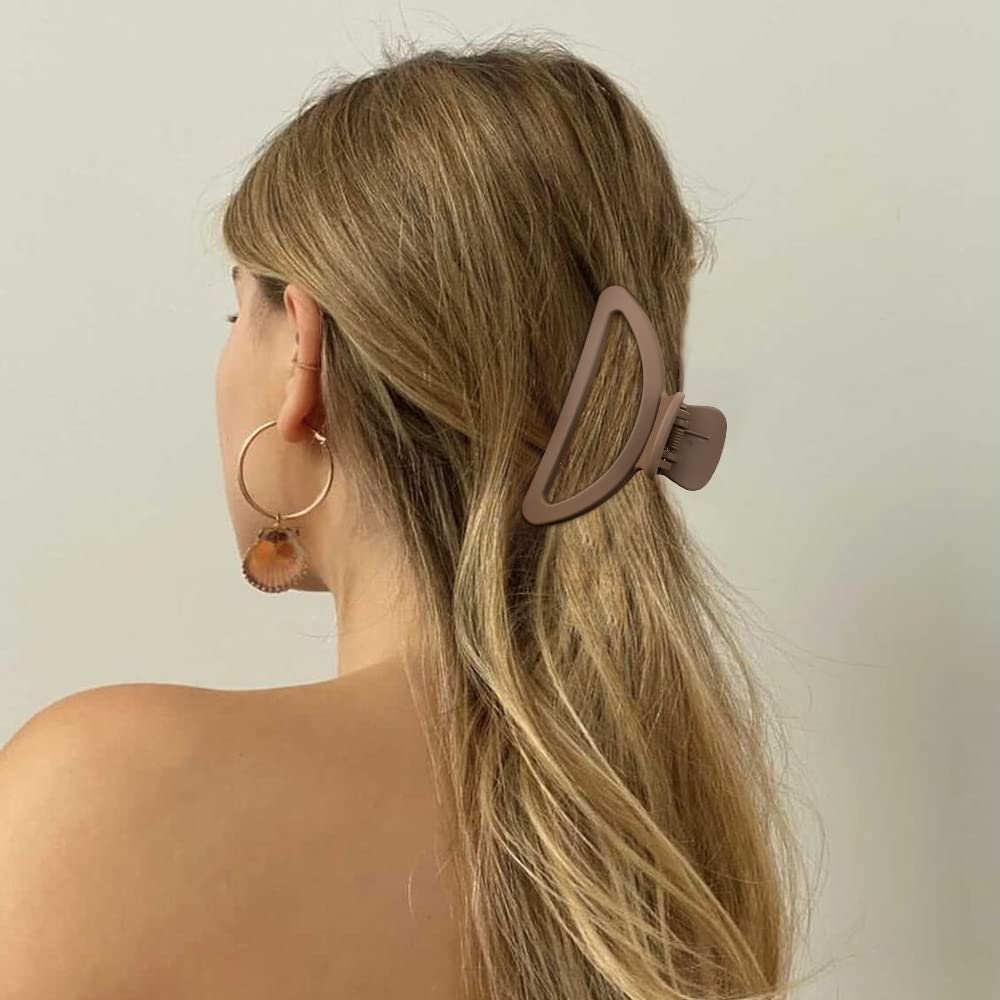 Canitor Hair Clips Set - Neutral Matte Claw Clips For Thin, Medium, And Thick Hair - Cute Semicircle Designs For Women