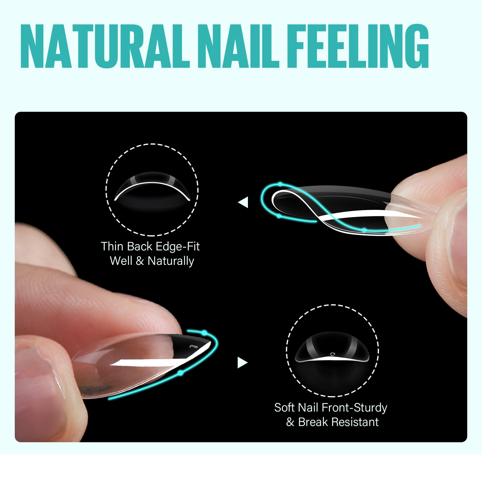 Tomicca Almond Nail Tips - Medium Almond Clear Nails Tips, Full Cover Acrylic Nail Tips For Nail Extension 216Pcs 12Sizes