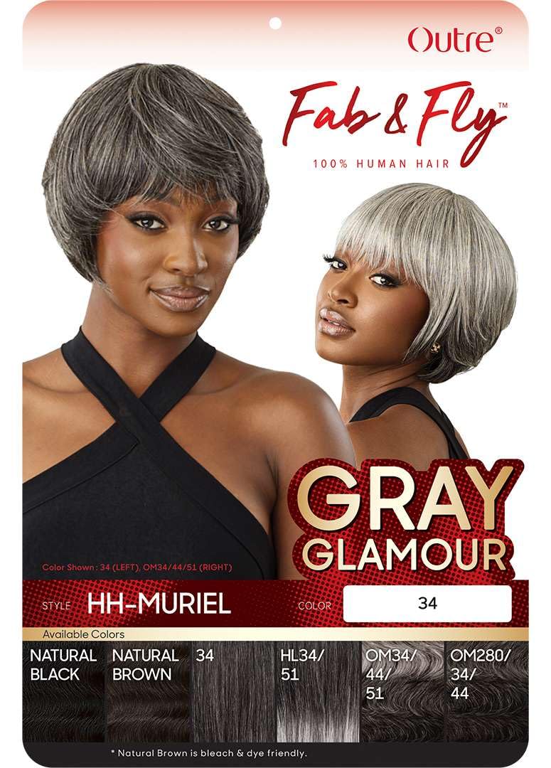 Outre Fab & Fly Full Cap Wig Gray Glamour - Human Hair - Muriel (OM280/34/44)
