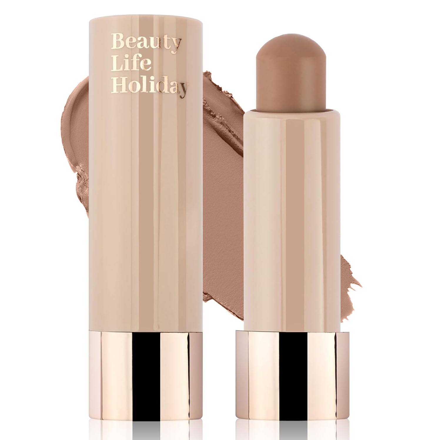 Warm Toned Contour Stick, Natural Buildable Coverage Cream Contour Bronzer Stick,Smooth Blendable Face & Nose Shading, TravelRe