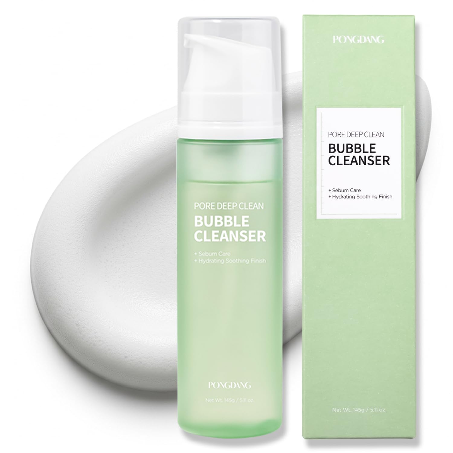 PONGDANG Pore Deep Clean Bubble Cleanser (5.11fl.oz) | Mild Formula Face Wash for Acneprone, Sensitive Skin | Daily Sebum Contr