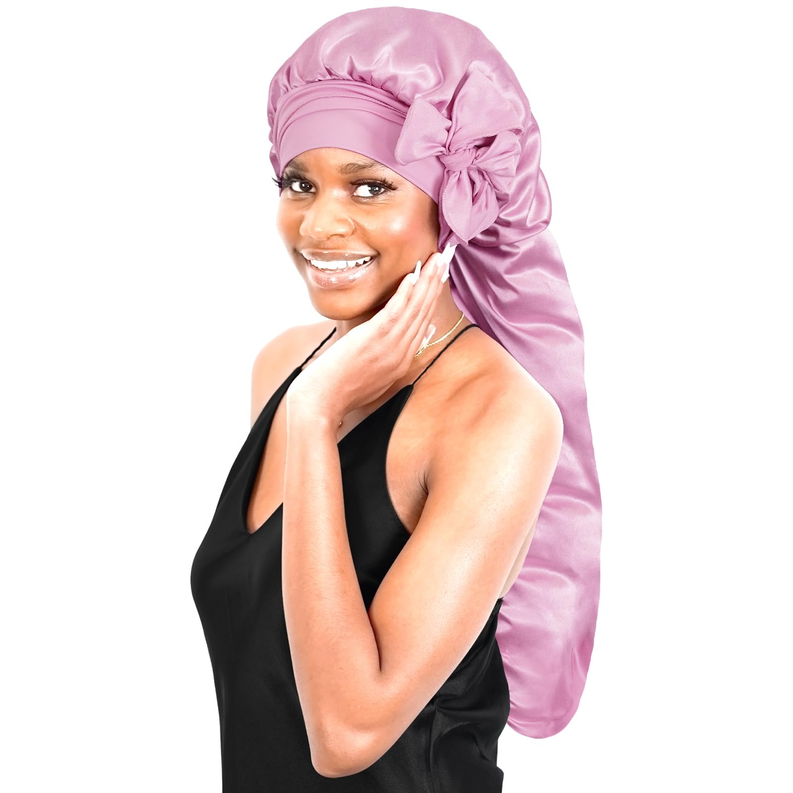 BONNET QUEEN Silk Braid Bonnet Satin Bonnet for braids Foldable Extra long hair bonnet for sleeping Adjustable tie Bonnet dreads
