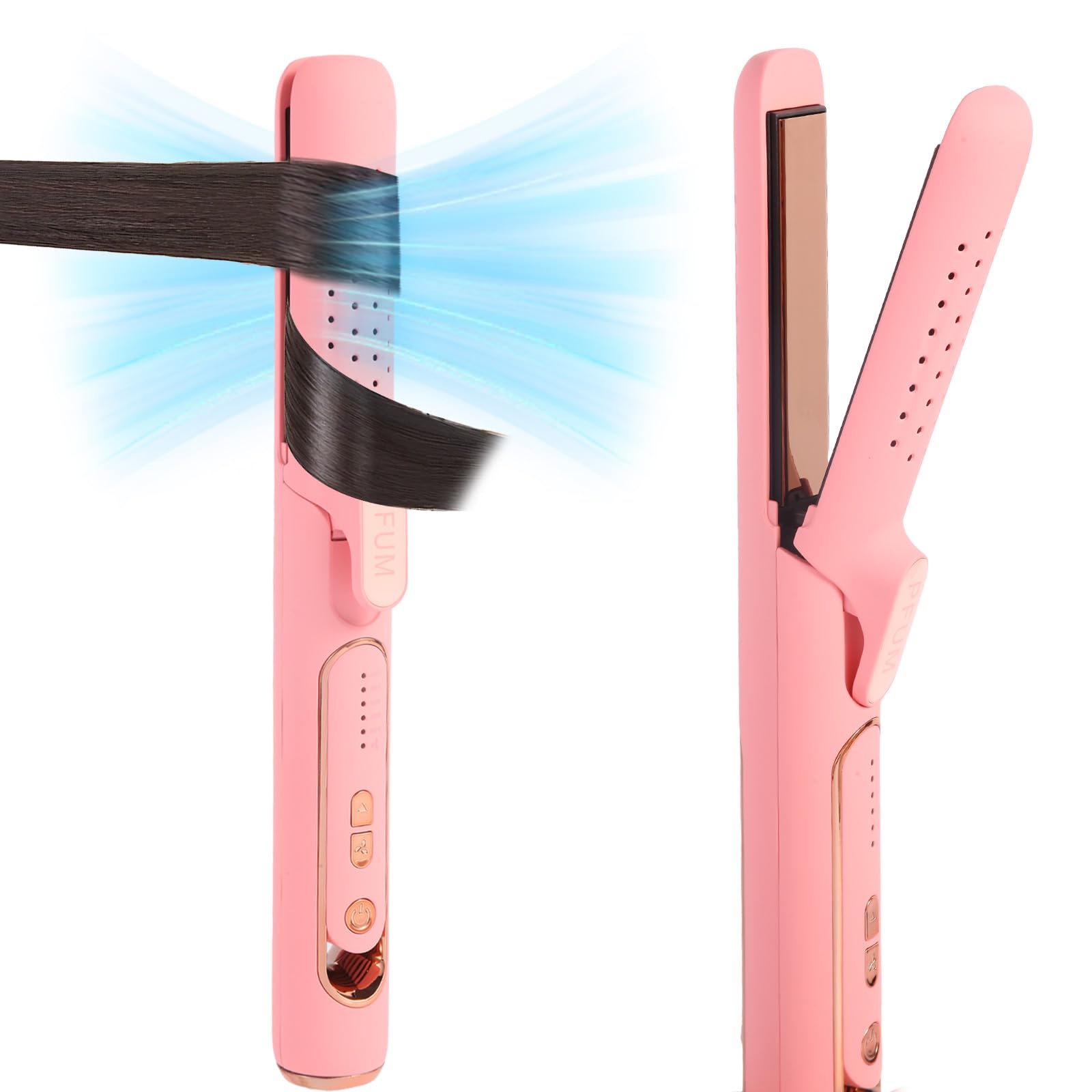 Pro 360 Airflow Hair Straightener and Curling Iron 2-in-1- Titanium Flat Iron Hair Curler for Long-Lasting Curls and Straight St