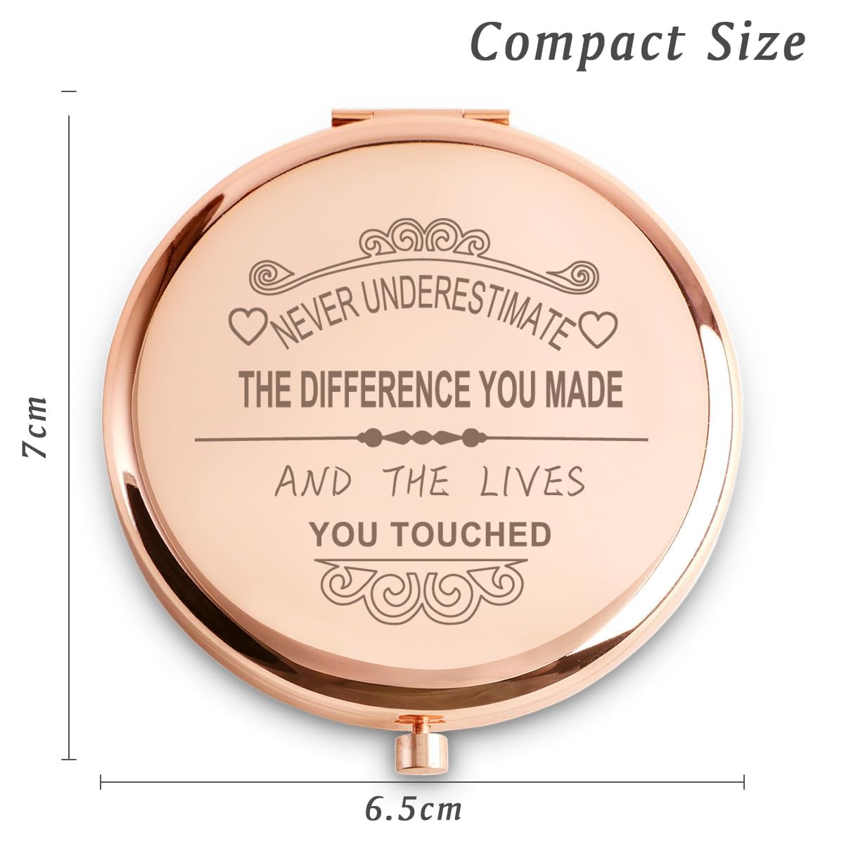 Personalized Compact Mirror, Basket Stuffers, Inspirational Gifts For Women Girls Her Friends Niece Daughter Sister Mom Wife Tea
