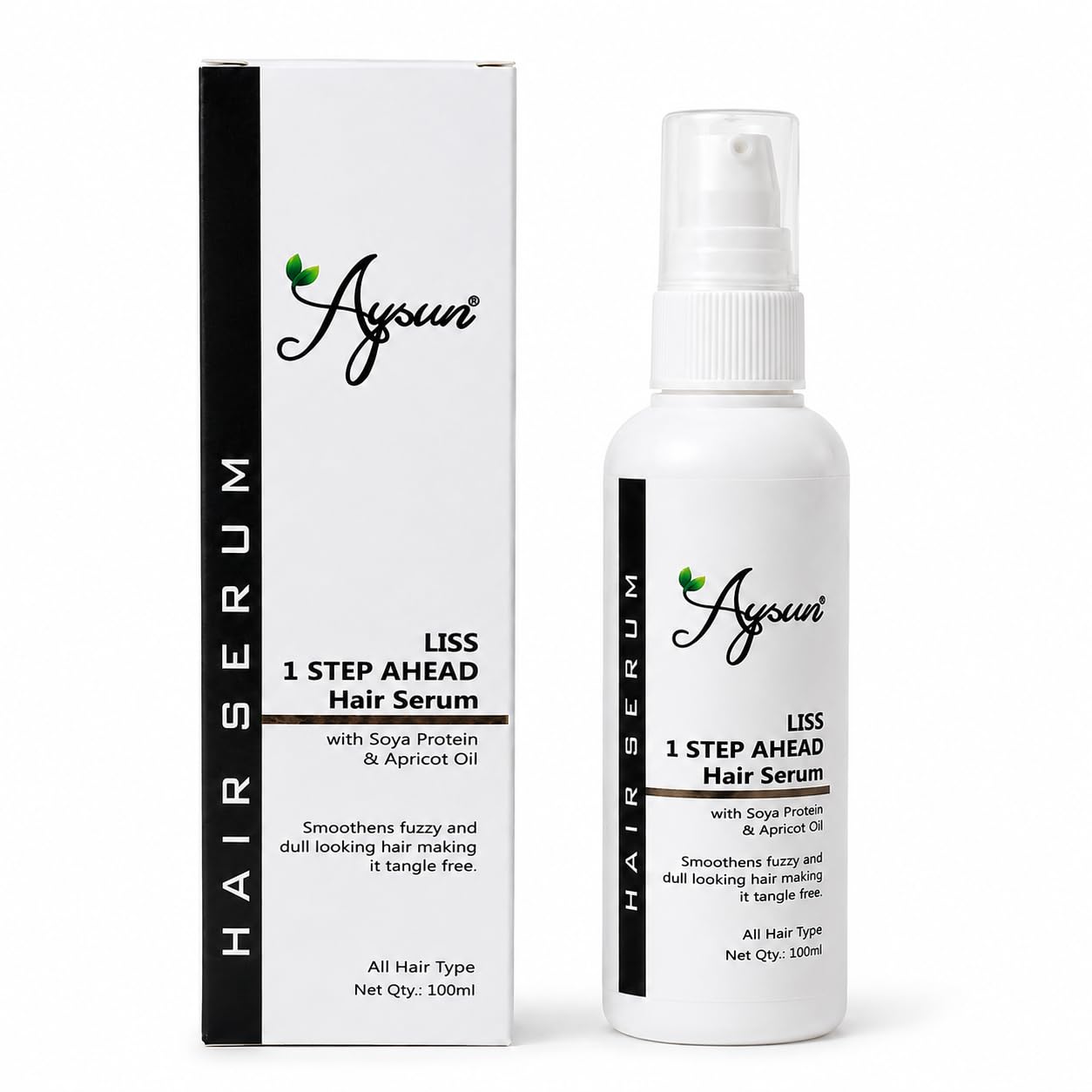 Aysun Liss 1 Step Ahead Hair Serum With Soya Protein & Apricot Oil For Frizzy, Dry & Dull Hair | Smoothening & Anti Frizz Hair S