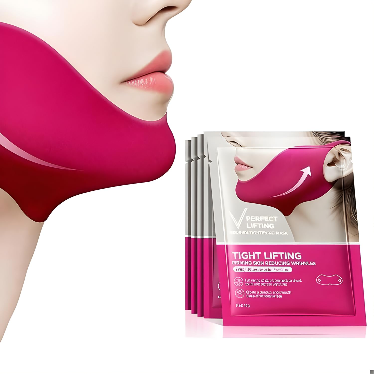 Cheshtay Deep Collagen V Lifting Gel Mask | Double Chin Cooling Depuffing Mask | Jawline Shaper Face Lift Belt | Collagen VLine