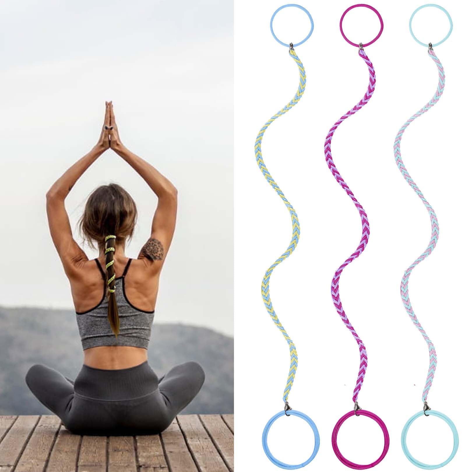 3 Packs 16'' Colorful Ponytail Holders Hair Ties For Sports, Elastic Spiral Hair Tie Scrunchies No Damage Strong Braided Pony Ta