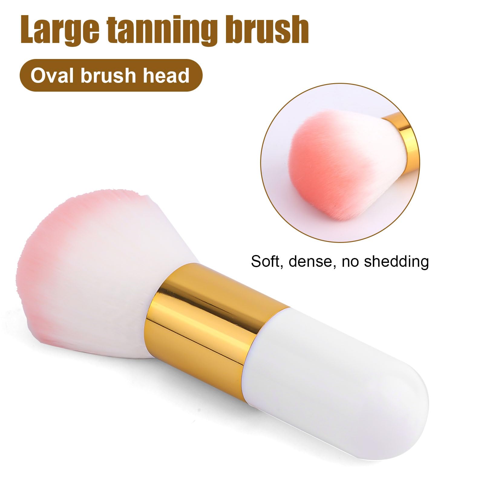 Tanning Brush for Self Tan, Large Vegan Brush Soft Self Tanner Face Applicator Professional Makeup Tool for Tan Application (Whi