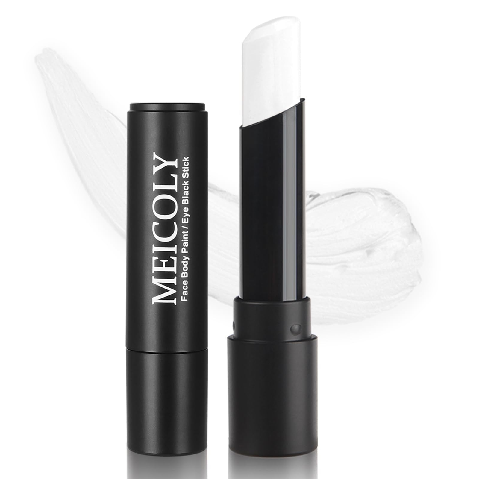 MEICOLY White Face Body Paint Stick,Long Lasting Face Paint Halloween Cosplay Makeup,White Eye Black Eye Stick for Baseball/Soft