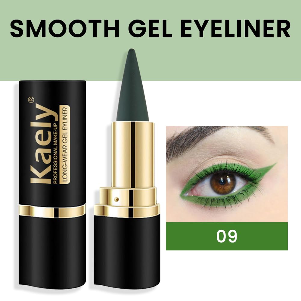 Amy'S Diary Green Gel Eyeliner Pencil,Waterproof Smudge Proof Eye Liner Pen,Cat Eye Goth Halloween Makeup,Eye Face Paint Lipstic