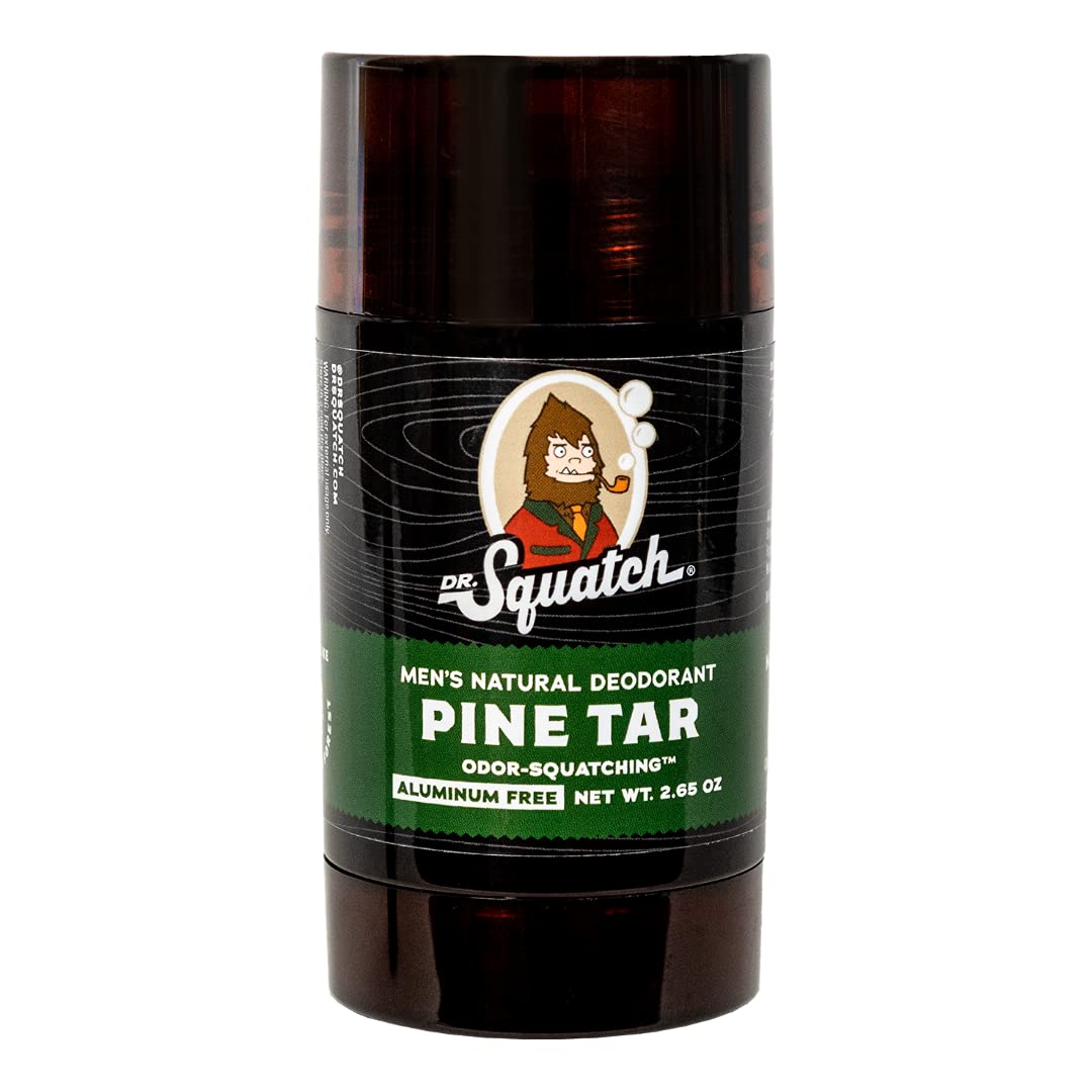 Dr. Squatch Natural Deodorant for Men - Odor-Squatching Men's Deodorant Aluminum Free - Pine Tar 2.65 oz (1 Pack)