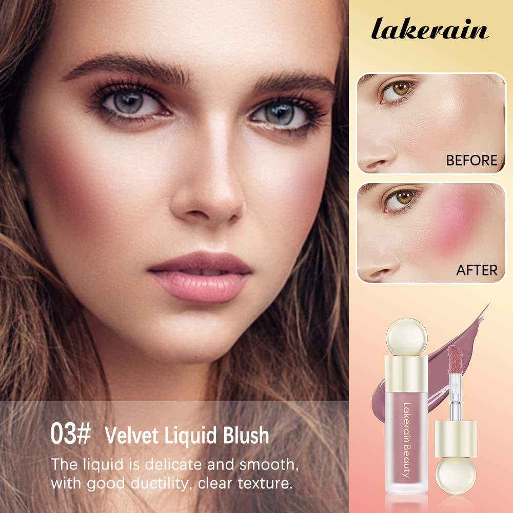 Liquid Blush For Cheeks, Soft Velvet Cream Blush Face Blush Makeup, Pink Blush Red Blush Skin Tint, Natural-Looking Matte Finish