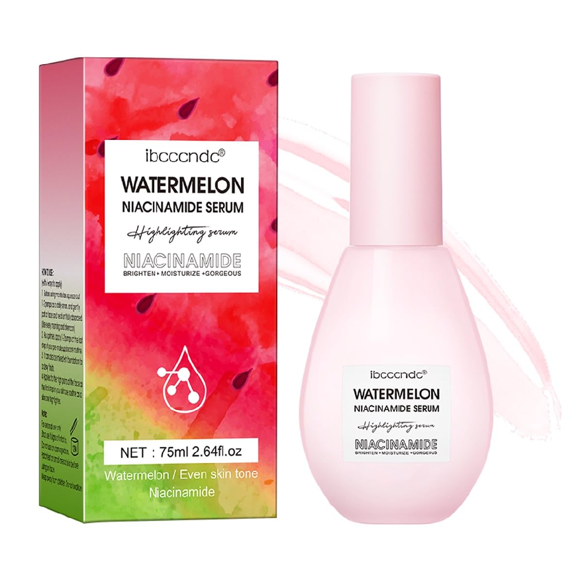 Watermelon Niacinamide Facial Serum,Pore Minimizer & Niacinamide Glow Serum,Makeup Primer,Lightweight Facial Serum & Priming Liq