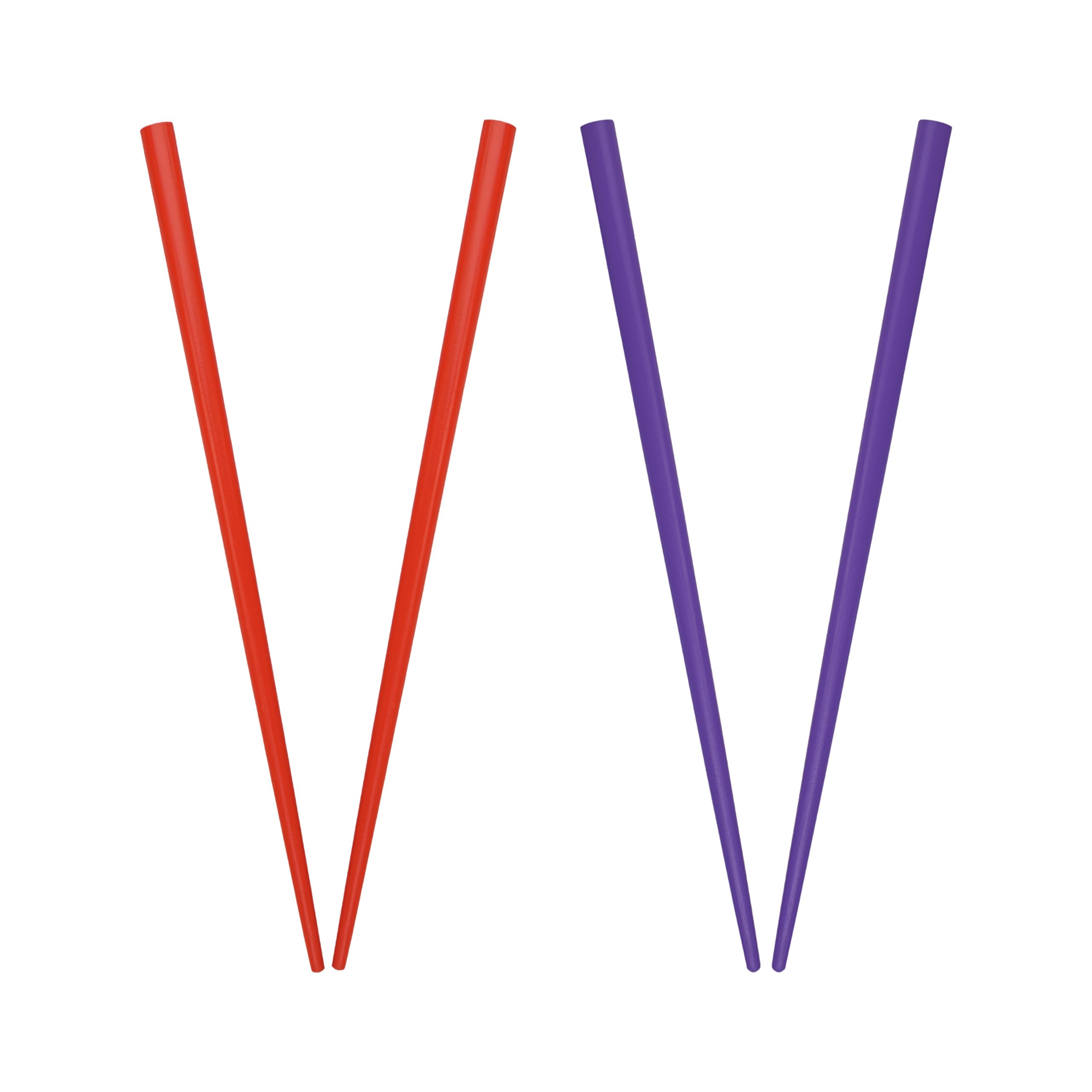 2 Sets Of Wooden Hair Sticks Chopsticks - Red Purple