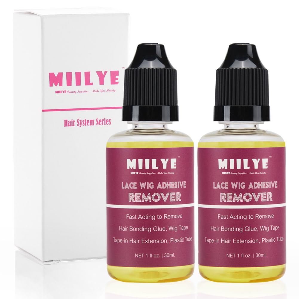 Miilye Wig Glue Remover X 2 Bottles, Tape In Hair Extensions Remover |Solvent For Adhesive Residue, Lace Front Wig |Poly Hairpie