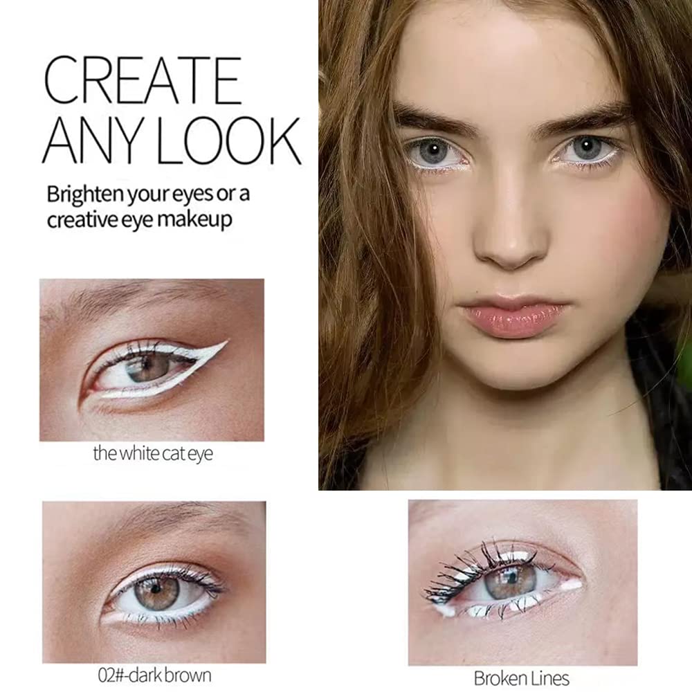 Yeweian Black White Eyeliner Pencil Set, Matte Smooth White Eye Brightener Stick, Quick Drying Waterproof High Pigmented Highlig