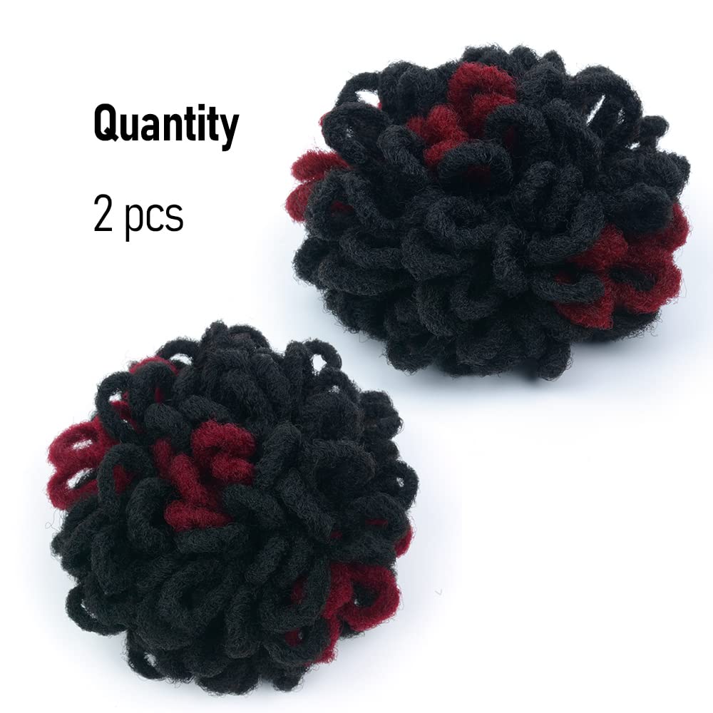 Kgbfass Curly Locs Ponytail Drawstring Buns Loc Petal Bun Dreadlock Ponytail 2 Pcs Braided Faux Locs Buns Clip In On Braids Pony