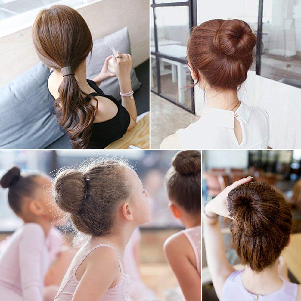 Tsmaddts Hair Bun Maker - Accessories Kit With 7Pcs Donut Bun Makers, 5Pcs Elastic Bands, 20Pcs Hair Pins - Dark Brown