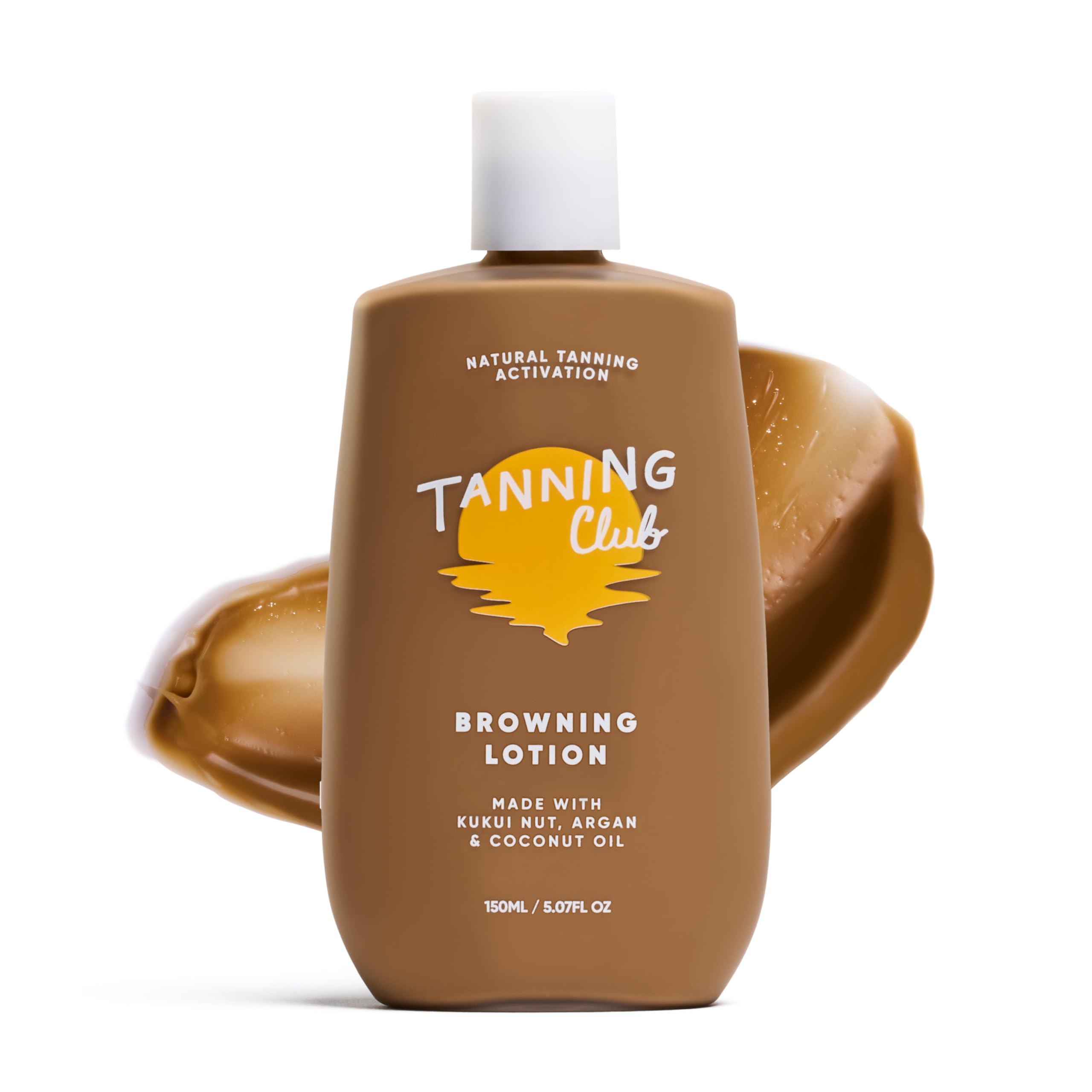 Tanning Club Browning Lotion - Tanning Accelerator & Optimizer with Kukui Nut, Argan, and Coconut Oils - Botanical Formula for O