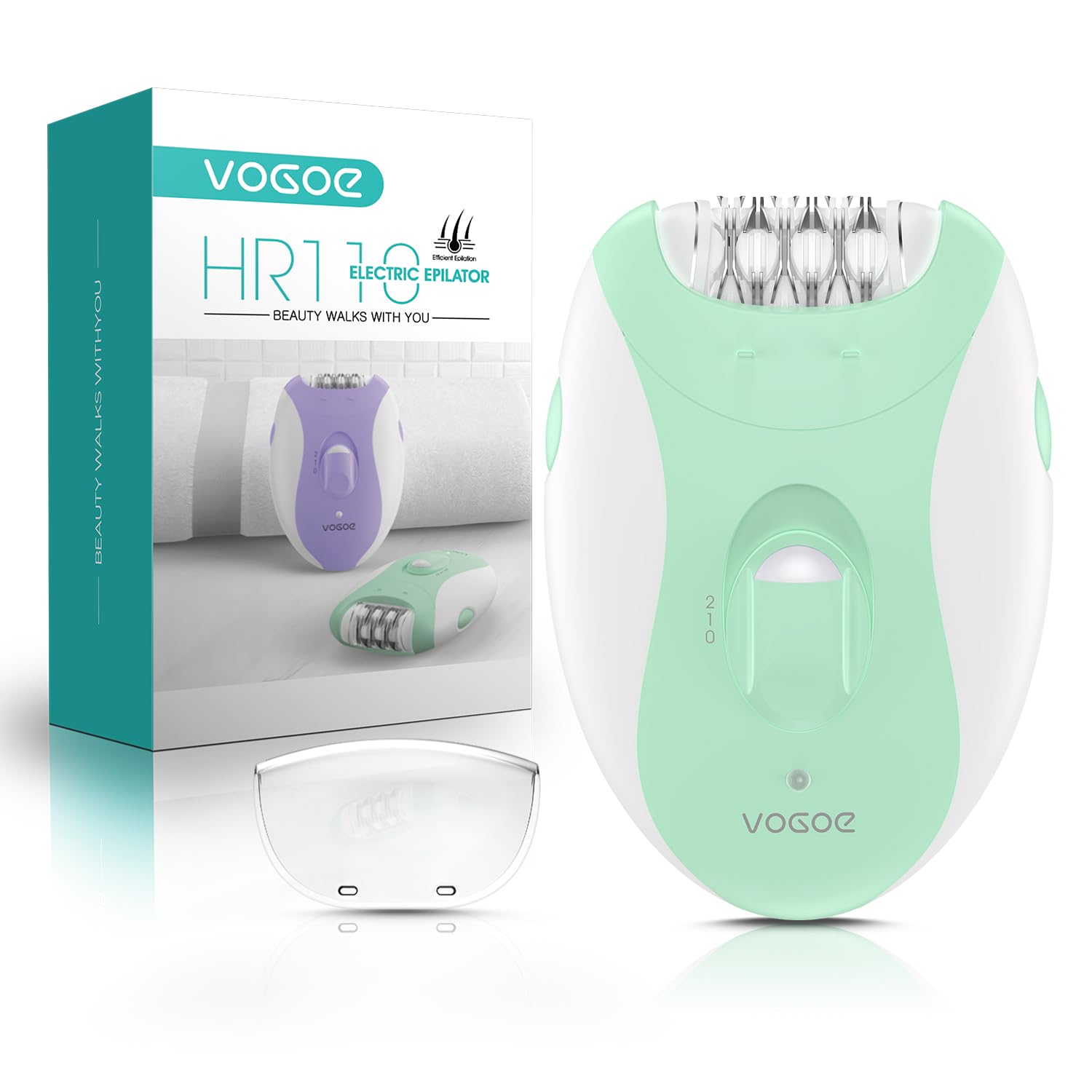 VOGOE Epilators Hair Removal for Women with 21 Tweezers & LED Light, 2 Speeds Cordless Epilator for Women, Electric Hair Removal