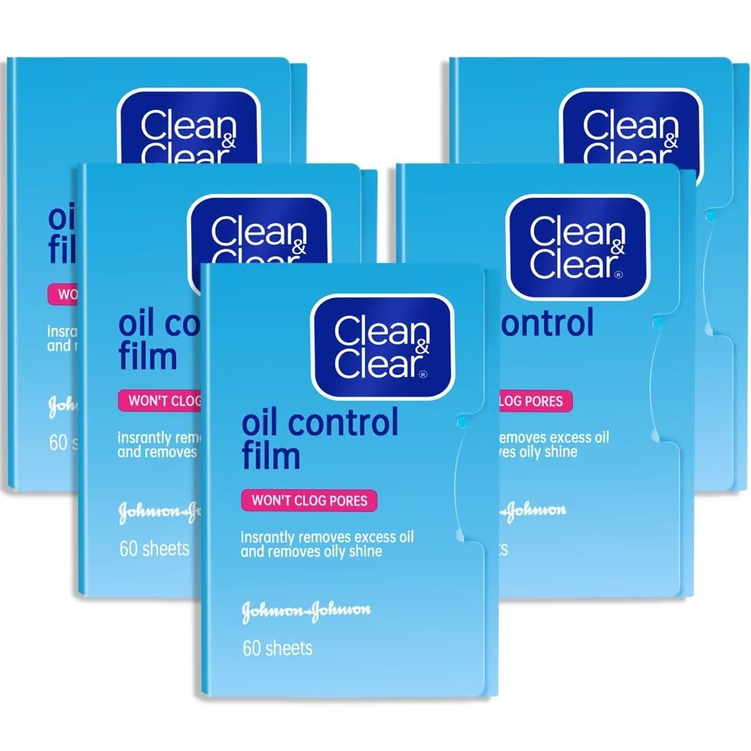 Oil Control Film Replacment for Clean & Clear Oil-absorbing Sheets,5 Pack (300 sheets) Blotting Sheets for Face,9% Larger,Makeup