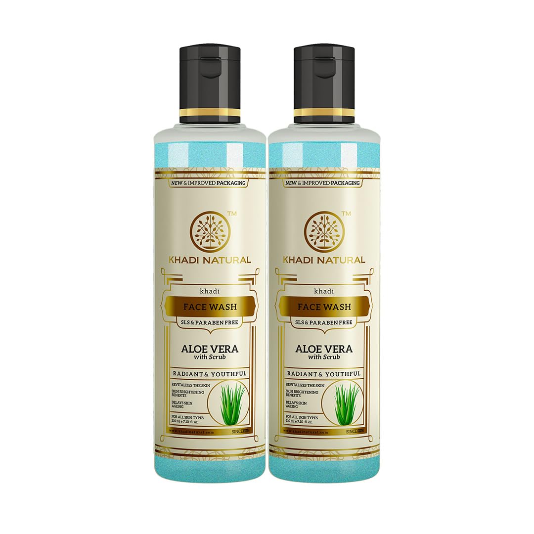 Khadi Natural Aloe Vera Face Wash With Scrub | YoungerLooking Skin | Face Scrub For Fighting Early Signs Of Ageing | Paraben & 