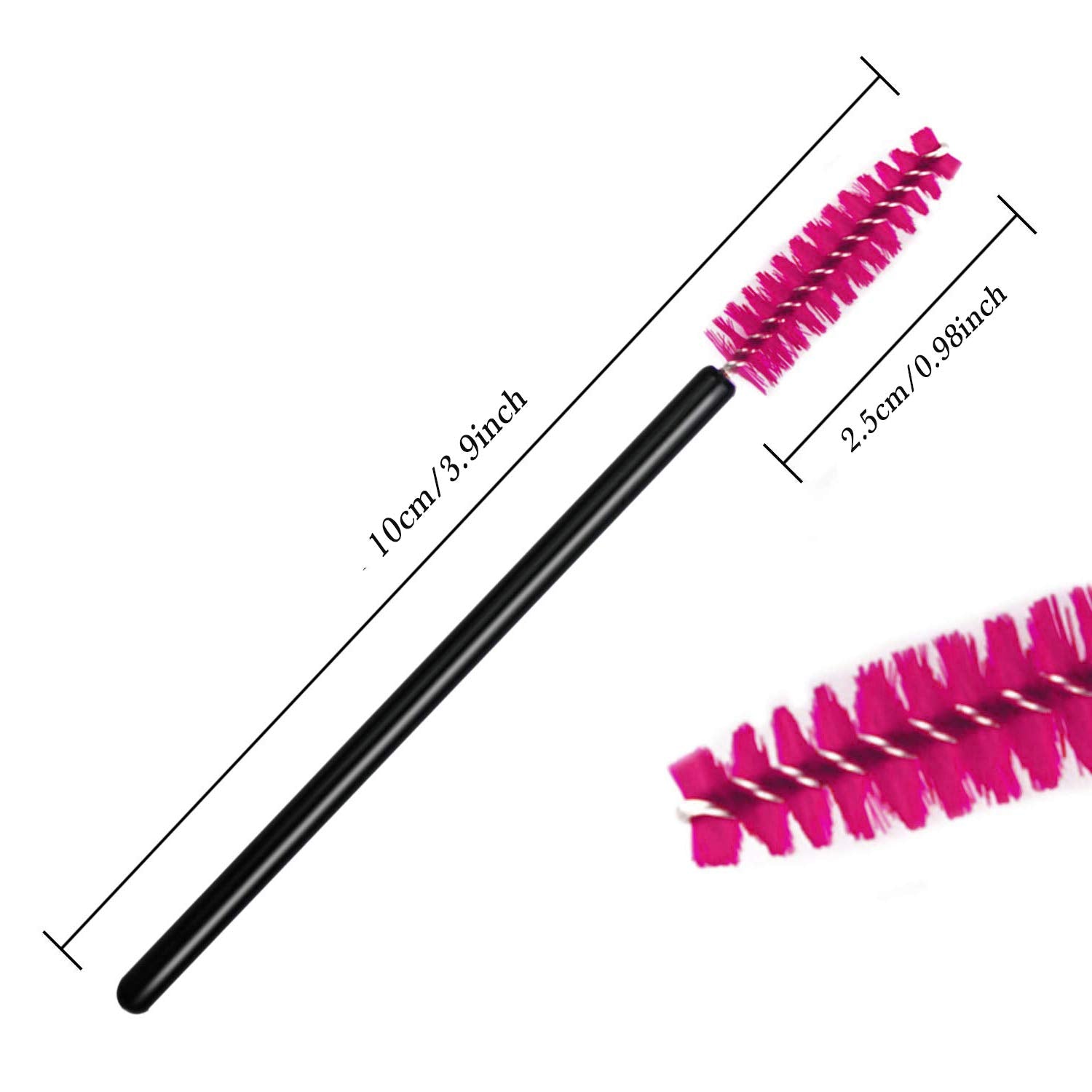 GUMIKE 100PCS Disposable Eyelash Mascara Brushes - Plastic, Rose Color for Eyelash Extension, Eyebrow & Makeup Applications