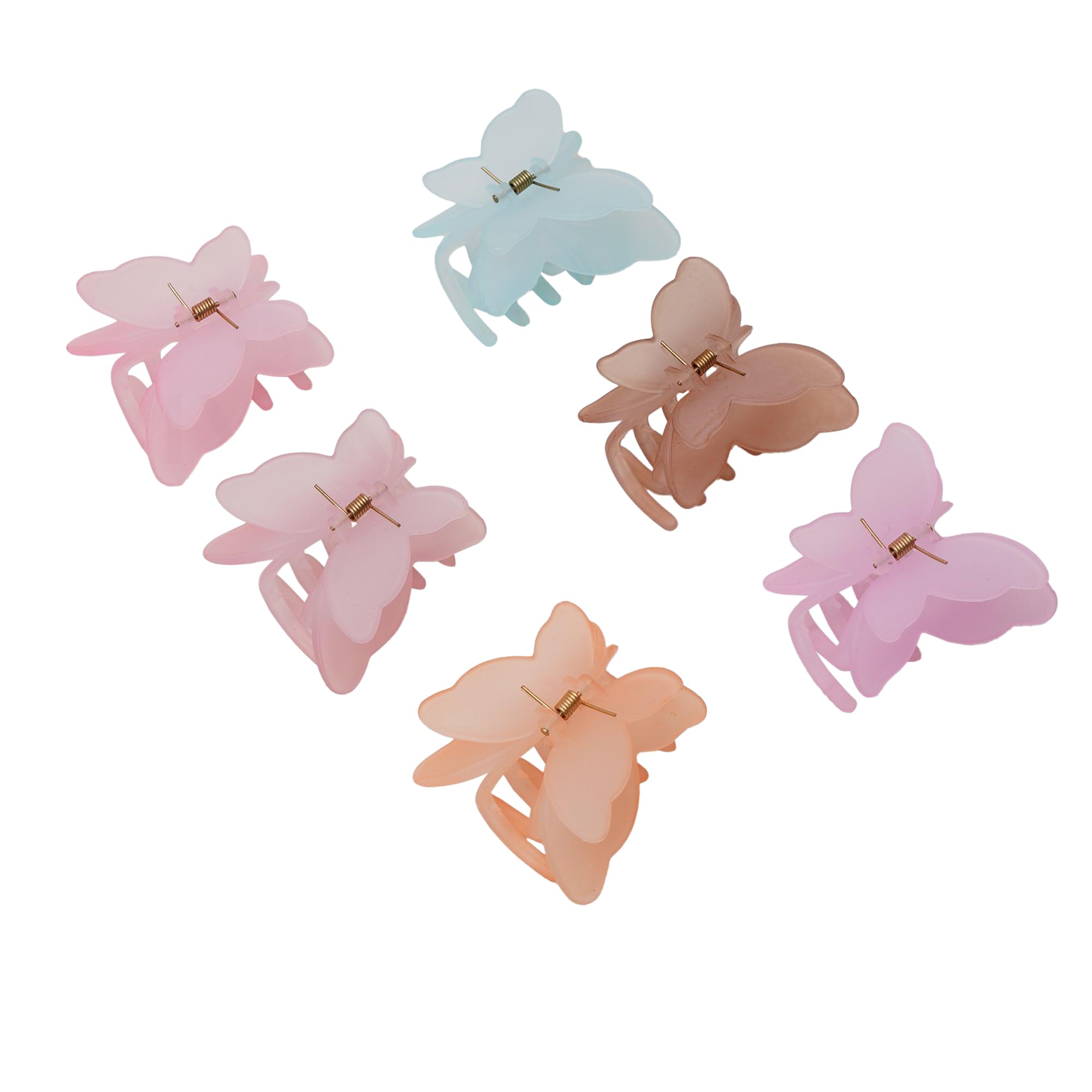 Samyak Trendy 6 Pcs Double Shaded Butterfly Hair Claw Clips Jaw Clamp Clutchers For Women & Girls Hair Accessory Set, (Ice Color