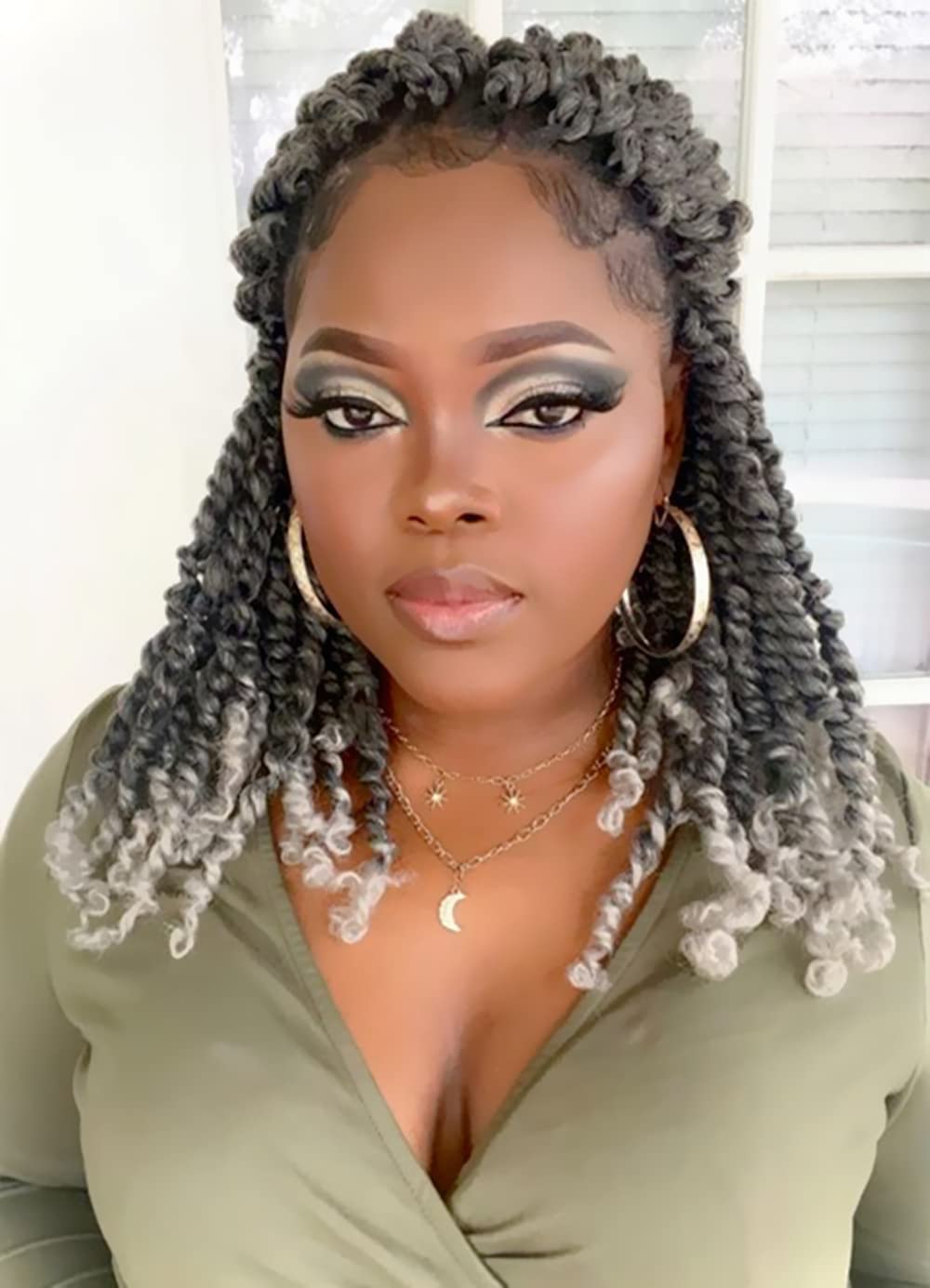 The BOHOBABE Pre-twisted Passion Twist Crochet Hair 14 Inch Short Pre-looped Crochet Passion Twist Braiding Hair 8 Packs (T1B/gr