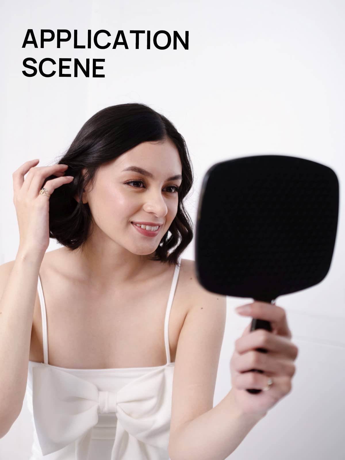 OMIRO Handheld Mirror - Black, 6.6" W x 9.2" L, Glass, Model OMIRO19B001-23NEW