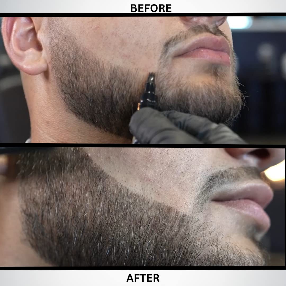 Omwah Pencil Filler For Beard, Eyebrow And Mustache - Water Proof Pen With Beard Brush, Long Lasting Natural Finish For Men (Bla