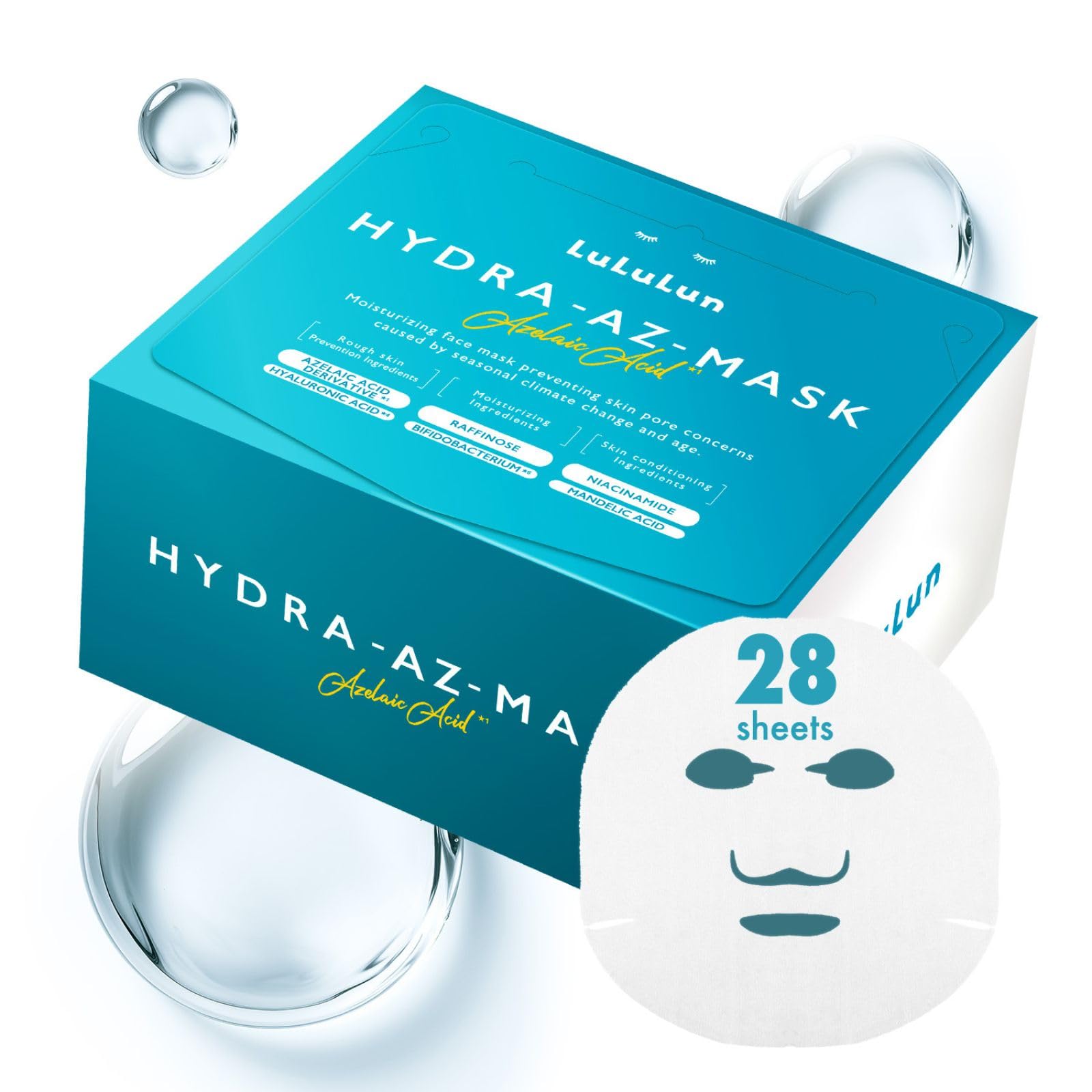 Lululun 28EA Face Masks Skincare for Sensitive Skin& Pore Firming, Hydrating Face Mask for Women & Men, DAILY Facial Mask, Sheet