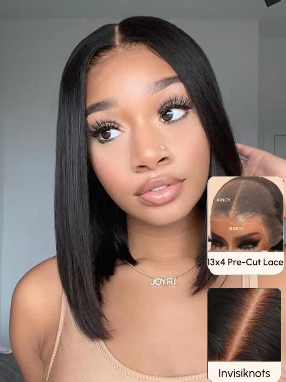 Unice Pre Everything Glueless Frontal Wig Short Bob Wig 13X4 Pre Cut Lace Front Wigs Human Hair Pre Bleached Bye Bye Knots Wig P