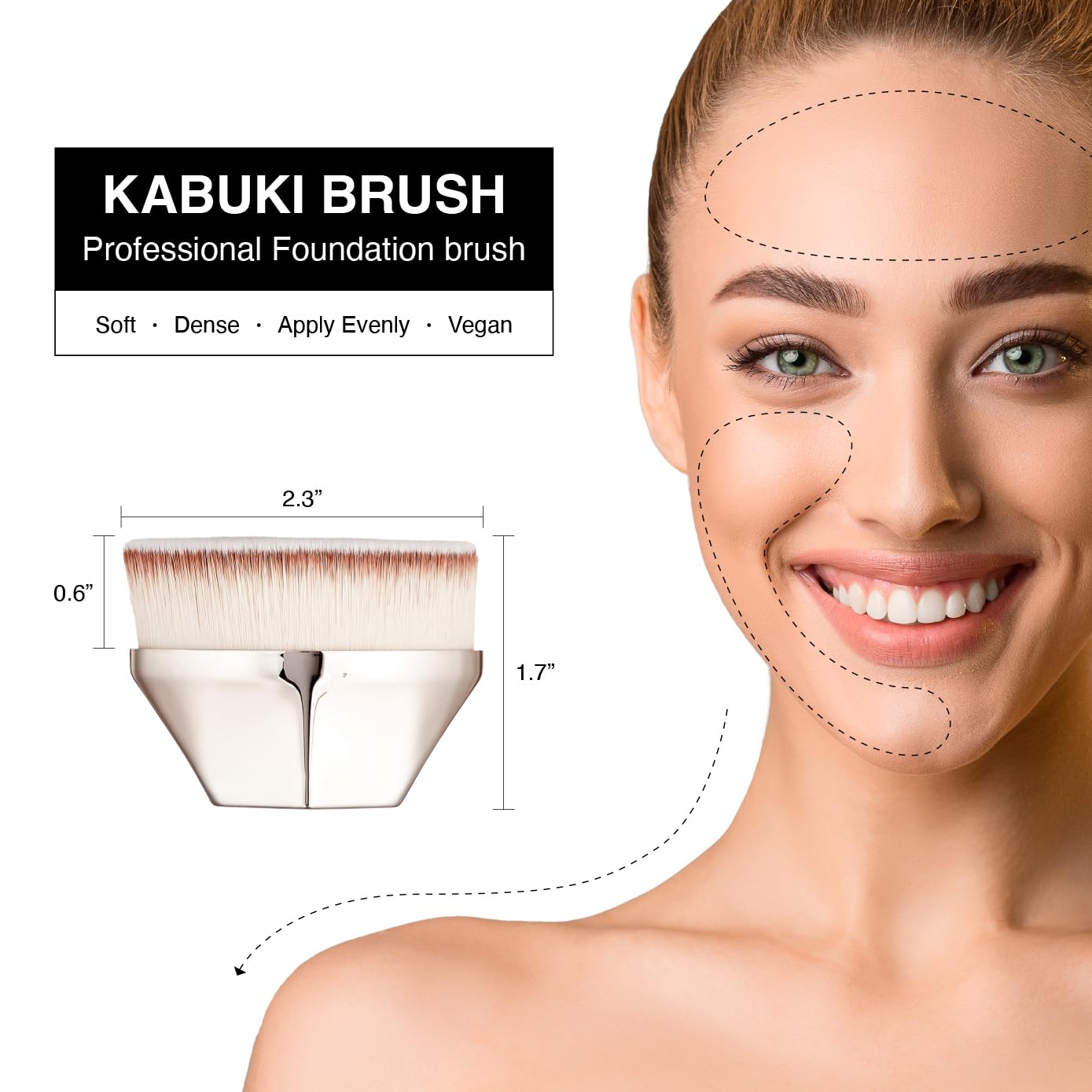Kiss New York Professional Jumbo Flat Top Kabuki Brush For Liquid Foundation, Cream, Powder, For Face & Body Dense Soft Bristles
