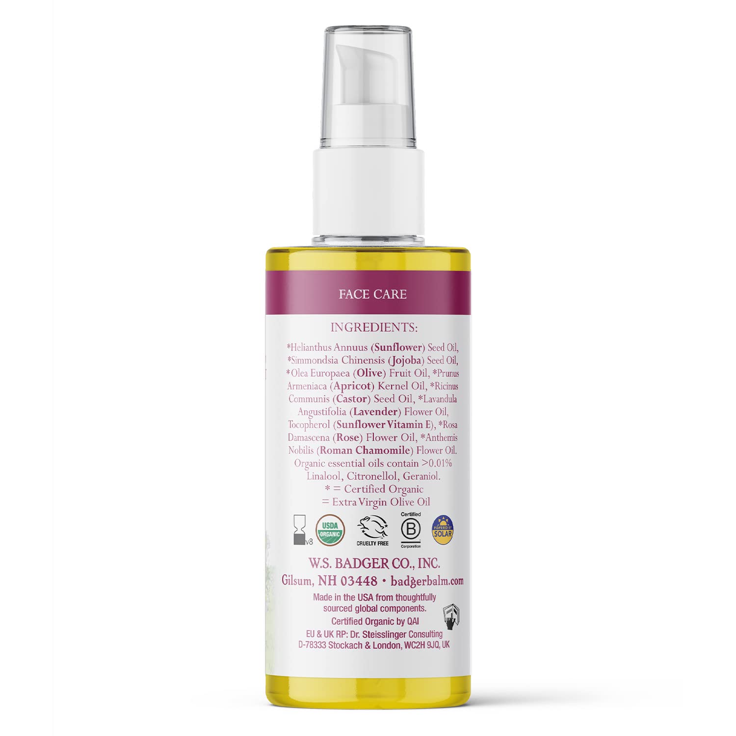 Badger - Face Cleansing Oil, Damascus Rose, Certified Organic Face Oil Cleanser, Natural Facial Cleansing Oil, Natural Oil Clean