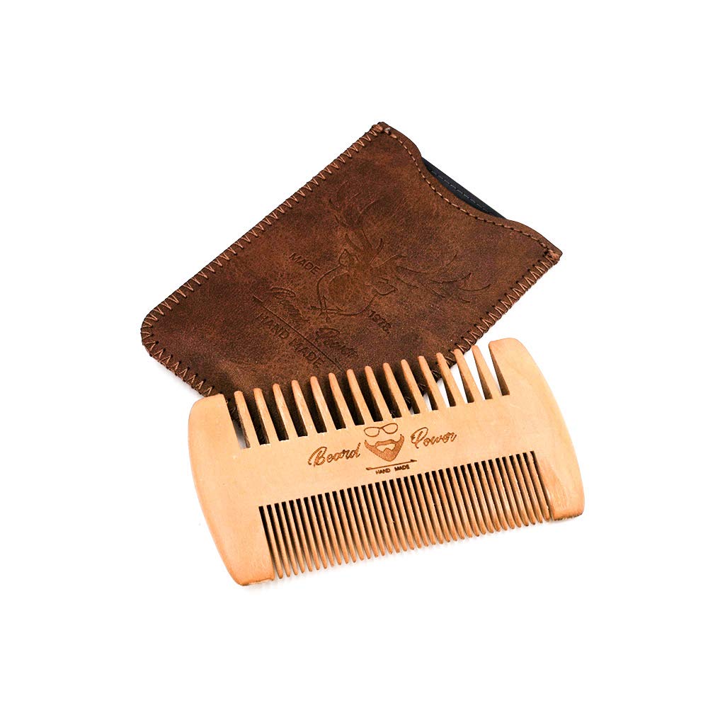 Menesia Wooden Beard Comb & Durable Case For Men Beard, Fine & Coarse Teeth, Men'S Wood Pocket Comb For Beards & Mustaches & Hai