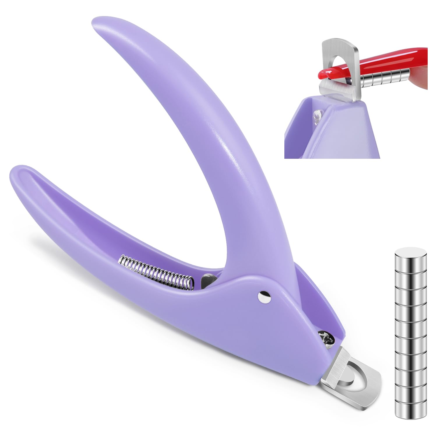 Acrylic Nail Cutter With Magnets Sizer, Morgles Nail Clippers With Length Measurement For Salon Home Manicure, Purple