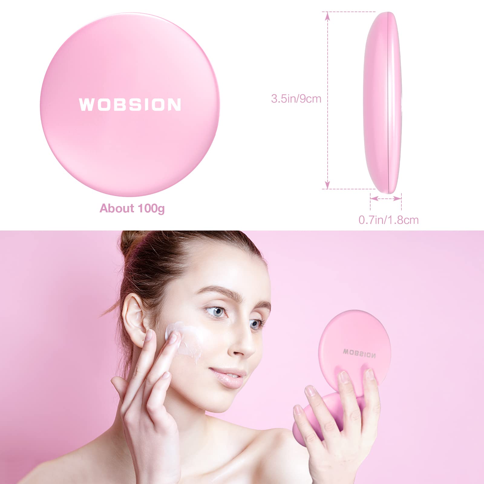 Wobsion Compact Magnifying Mirror,Rechargeable 1X/10X Magnification Travel Mirror With Light,Small Makeup Mirror,Pocket Mirror F