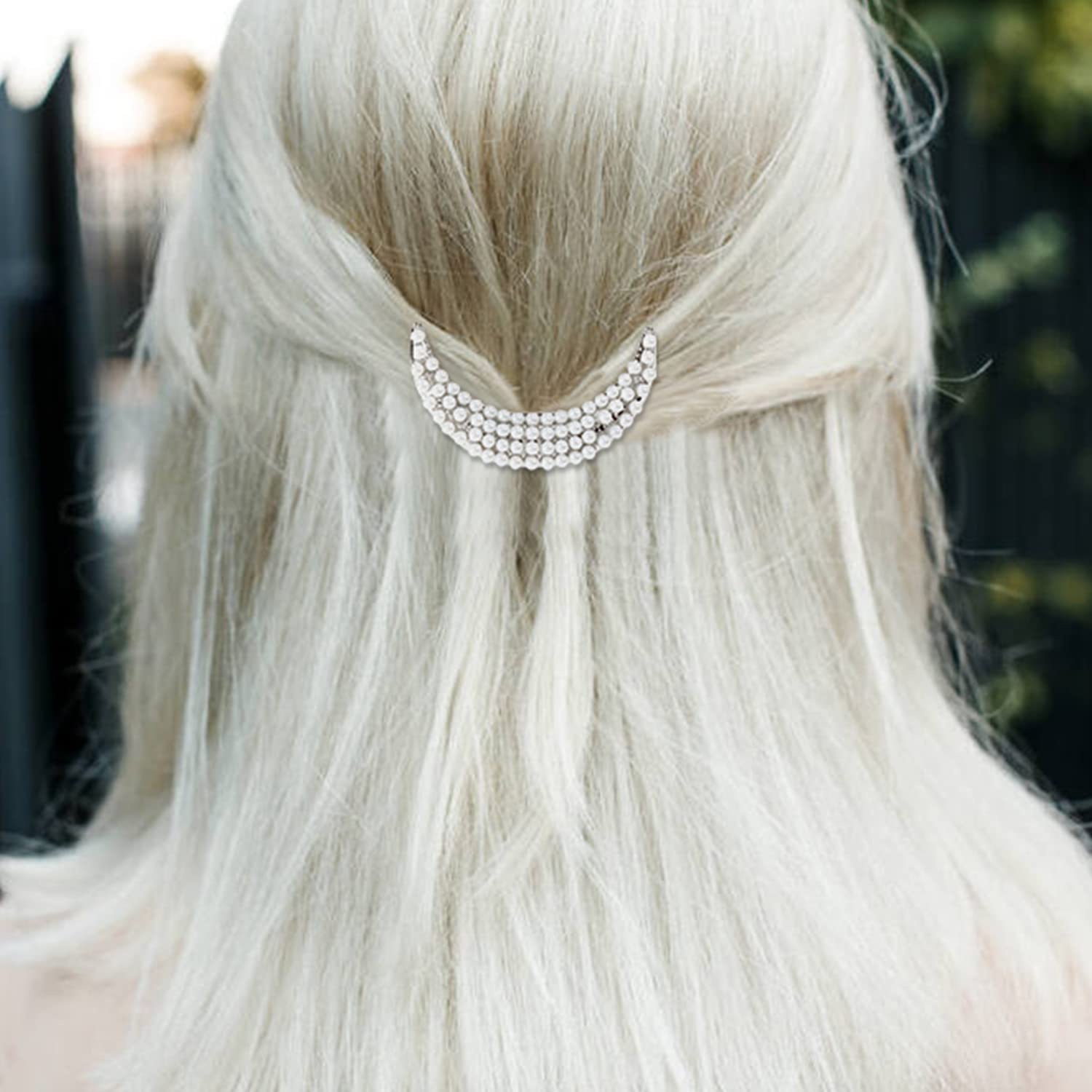 9 Pack Vintage Minimalist Bowknot Circle Moon Star Branch Pearl Metal Silver Hair Clips Hairpins Snap Barrettes Comb Claw Clamp