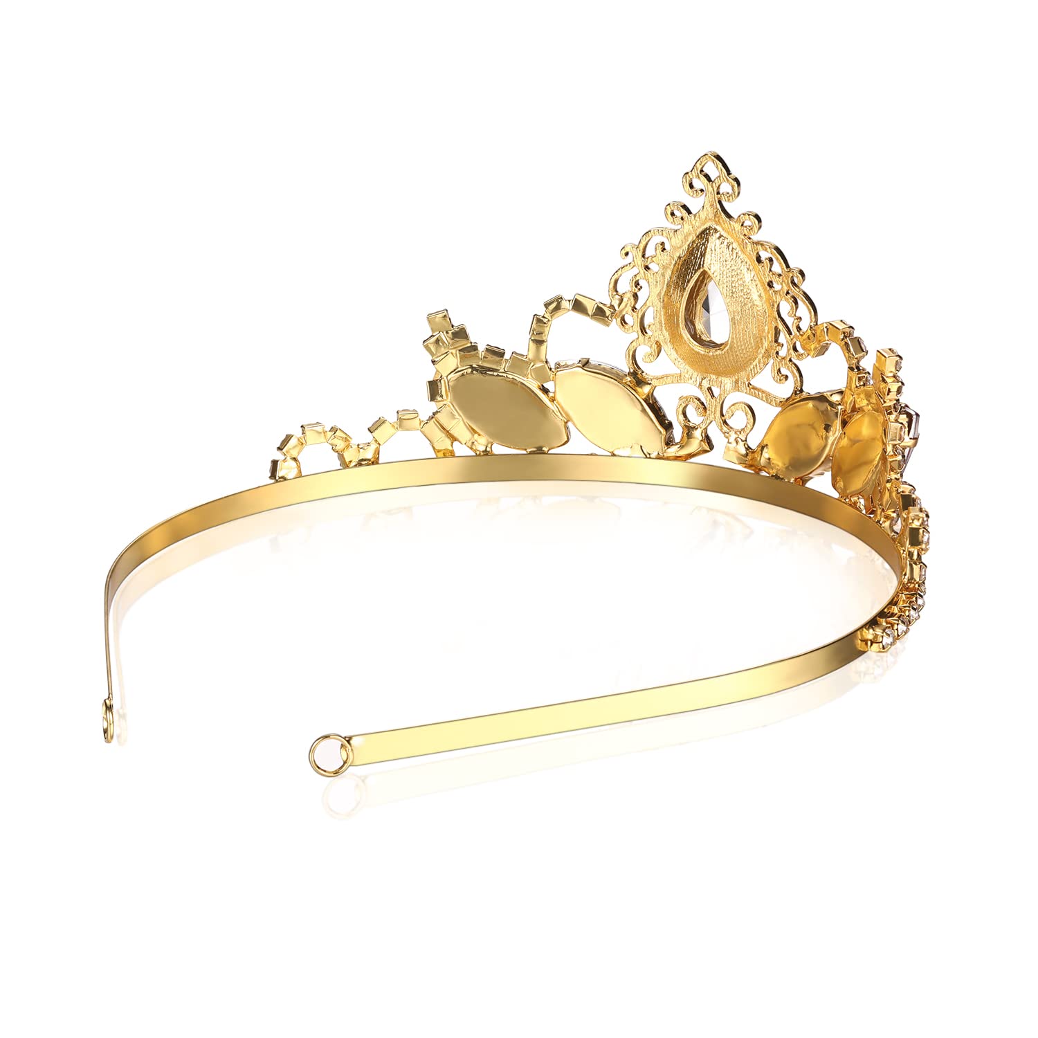 Pink Rhinestone Princess Tiaras Fairy Bridal Headpiece Birthday Halloween Gold Crown for Teen Girl