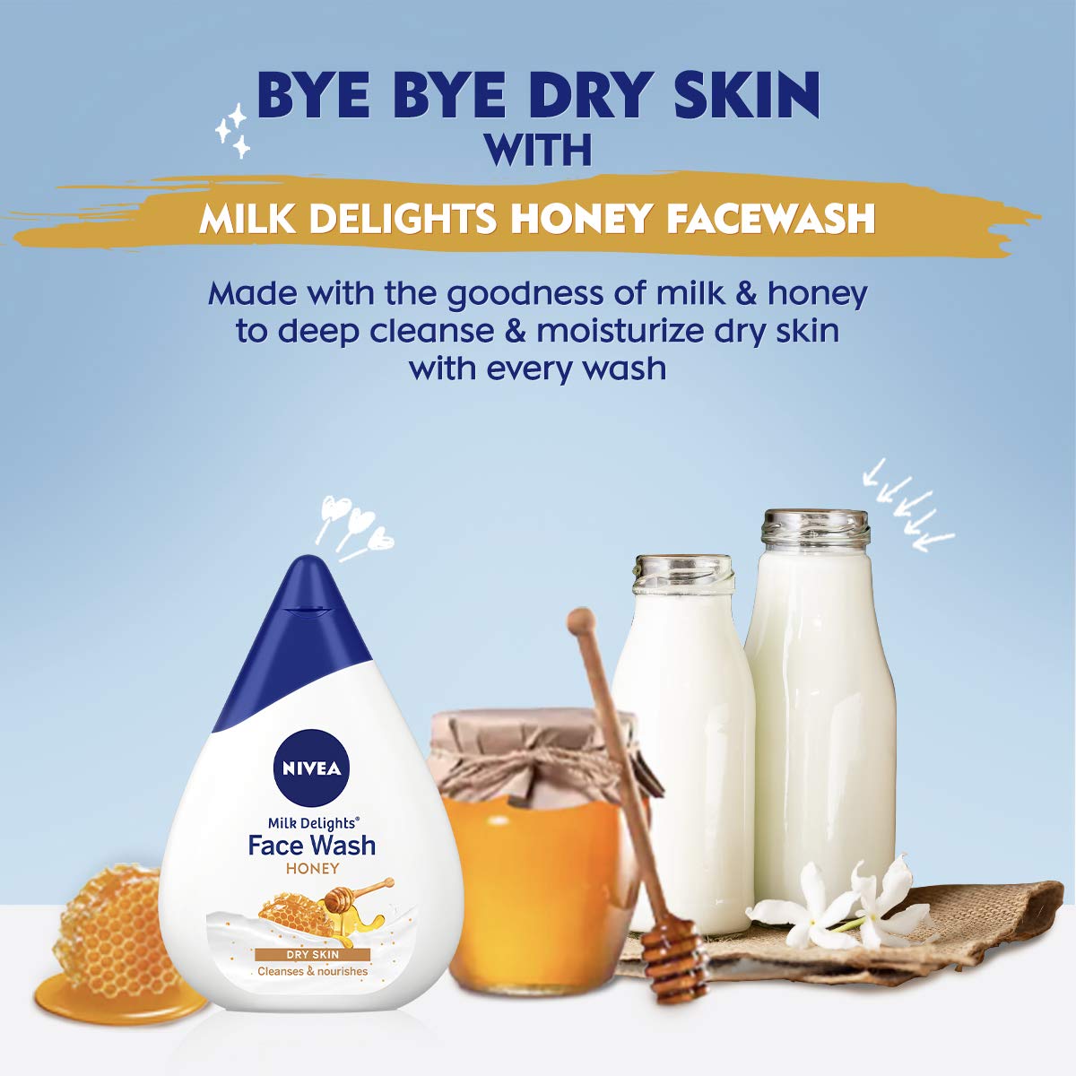 Nivea Face Wash, Milk Delights Moisturizing Honey(Dry Skin), 100Ml