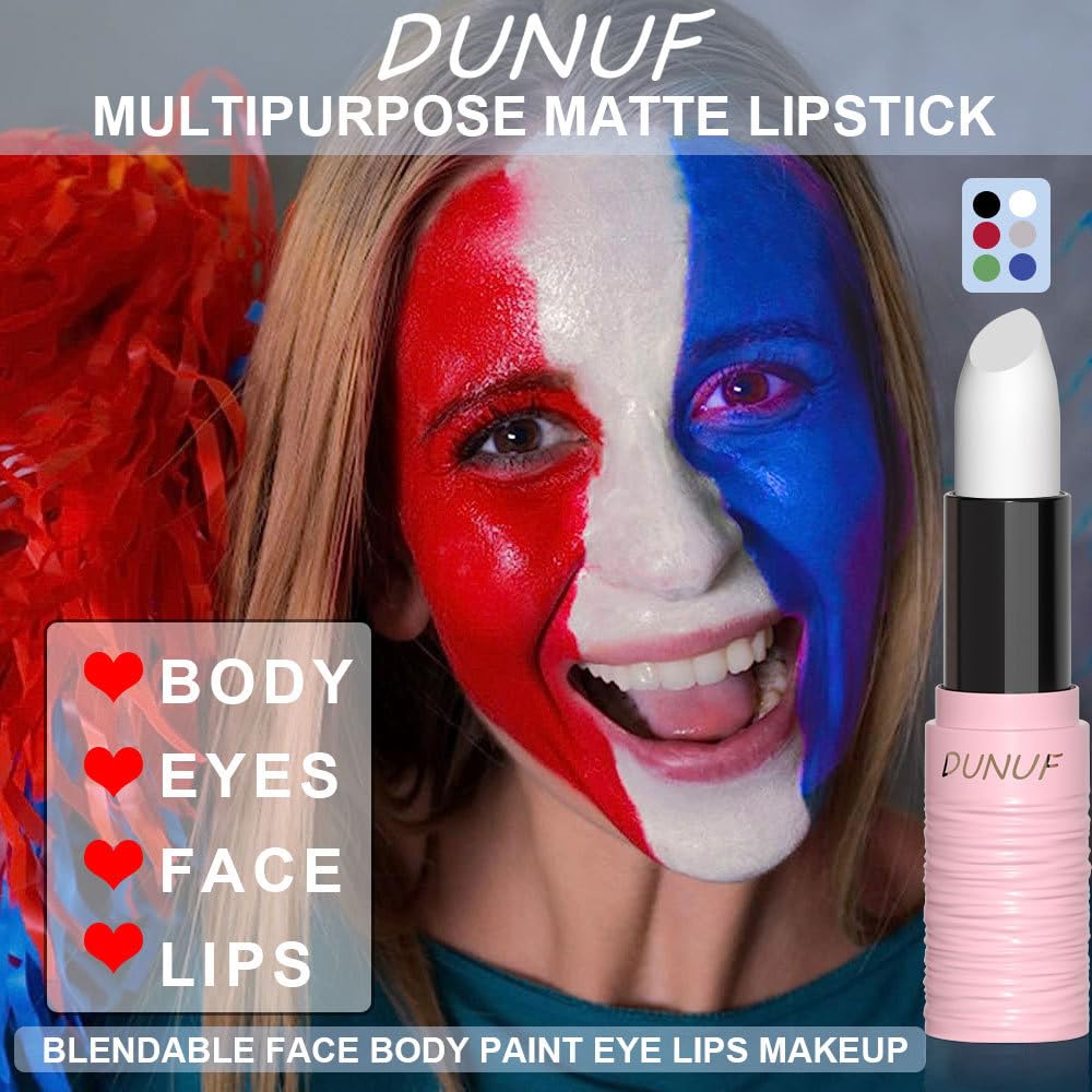 Yeweian Halloween Green Matte Lipstick, Green Lip Face Body Paint Stick, Cream Eye Black Stick For Baseball, Waterproof Long Las