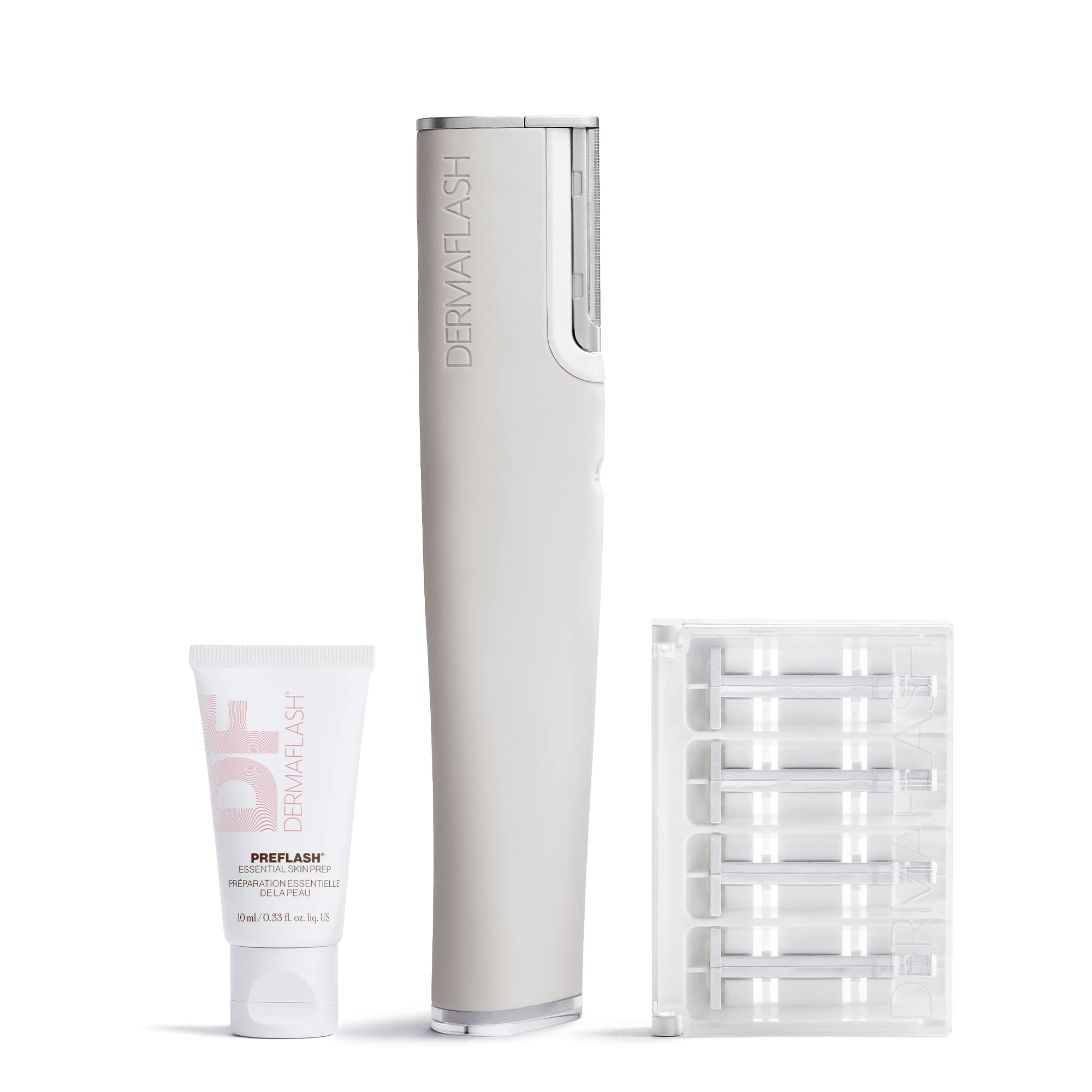 DERMAFLASH LUXE plus Device, Anti Aging, Exfoliation, Hair Removal, and Dermaplaning Tool with Sonic Edge Technology and 4 Weeks