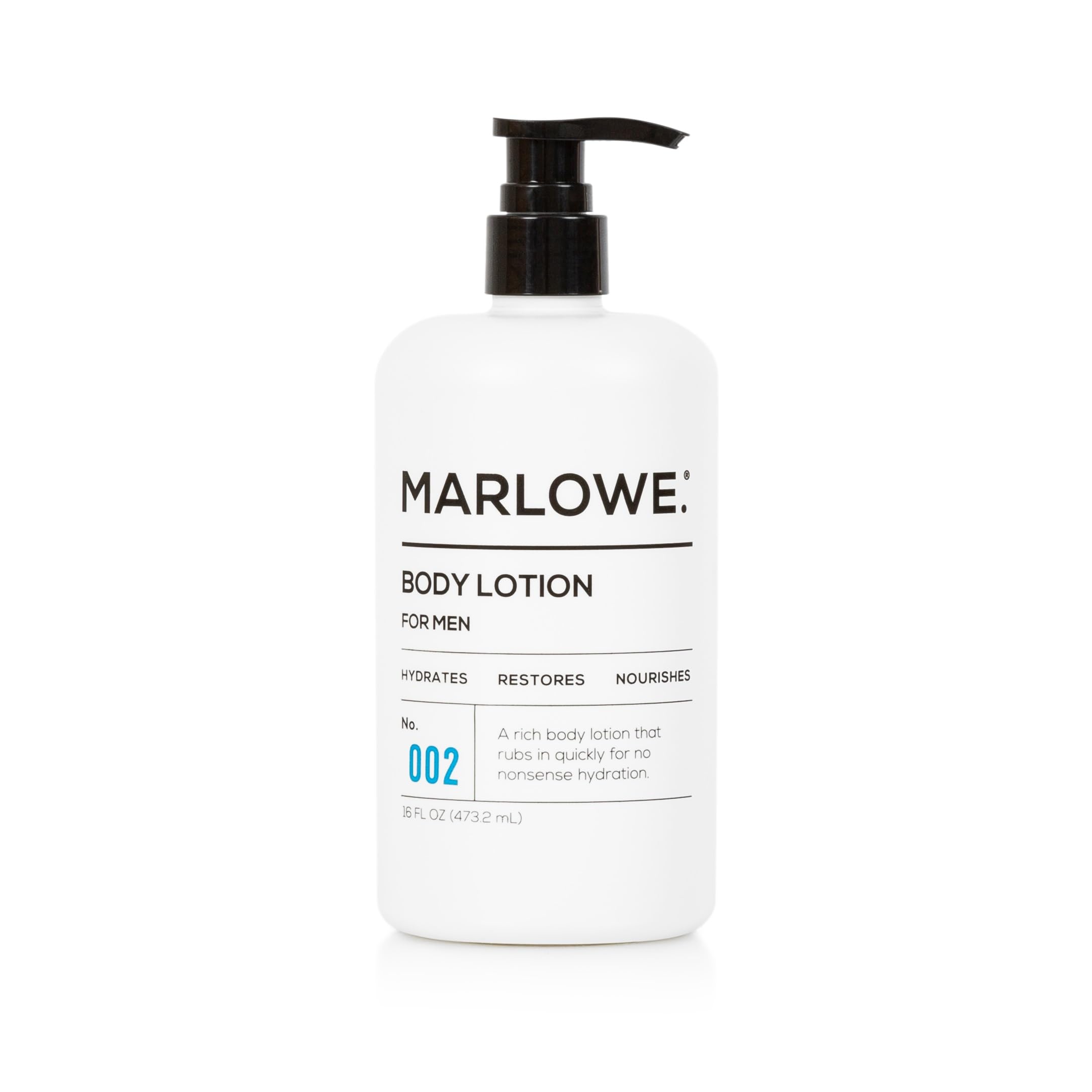 Marlowe. No. 002 Moisturizing Body Lotion 16 Oz, Daily Dry Skin Lotion For Men, Made With Hydrating Natural Aloe Vera, Vegan, Oi