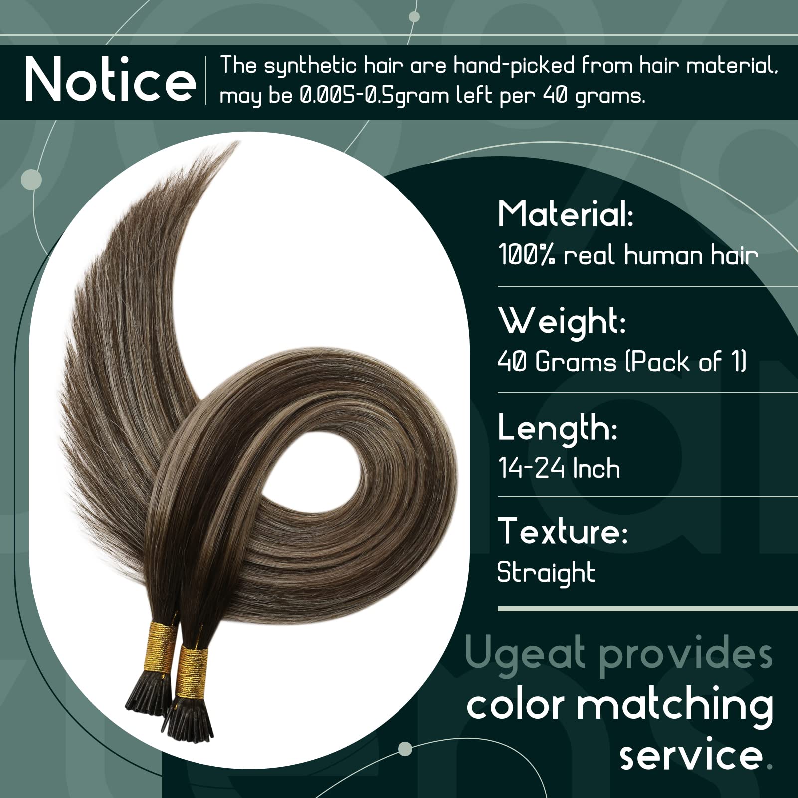 Ugeat Itip Hair Extensions Human Hair Balayage Chocolate Brown To Ash Blonde I Tip Hair Extensions Real Human Hair Short Straigh