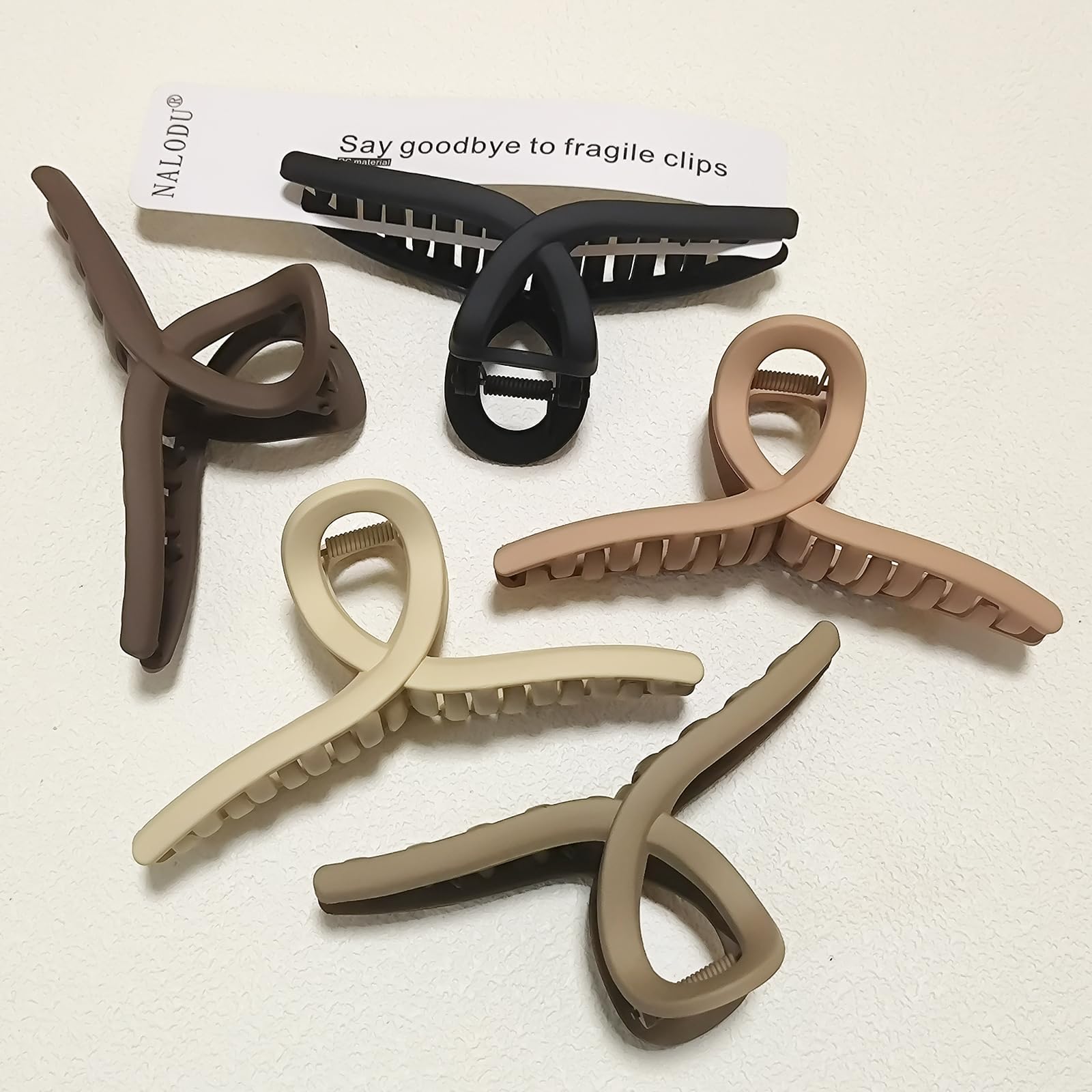 Nalodu 5 Inch Hair Claw Clips Extra Large No Slip Big Matte Jaw Butterfly Clip for Curly LongThick Hair Women, 5 Pack