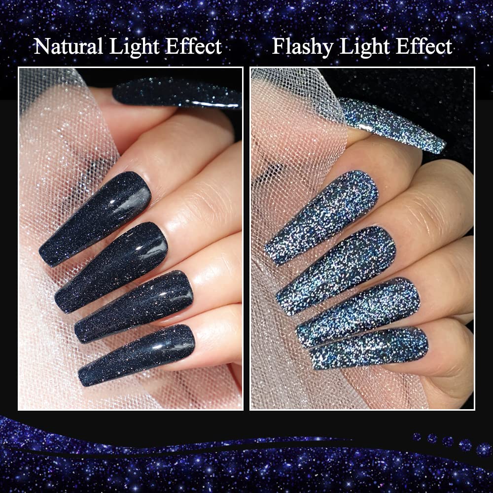 MIZHSE Diamond Gel Nail Polish, Reflective Glitter Gel Polish Set, Sparkly Shiny Gel Nail Art Varnish Manicure Kit, Soak Off LED