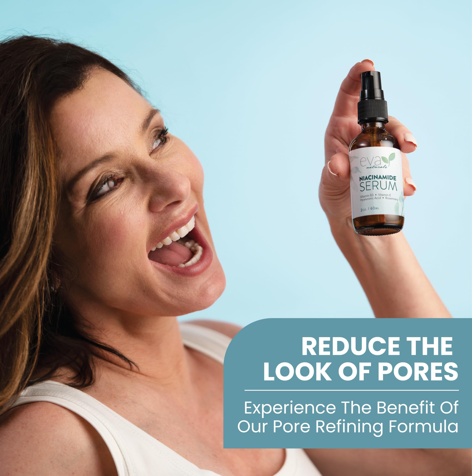 Eva Naturals Niacinamide 5% Serum for Face - B3 Pore Minimizer, Acne Treatment & Dark Spot Corrector with Hyaluronic Acid, Vitam